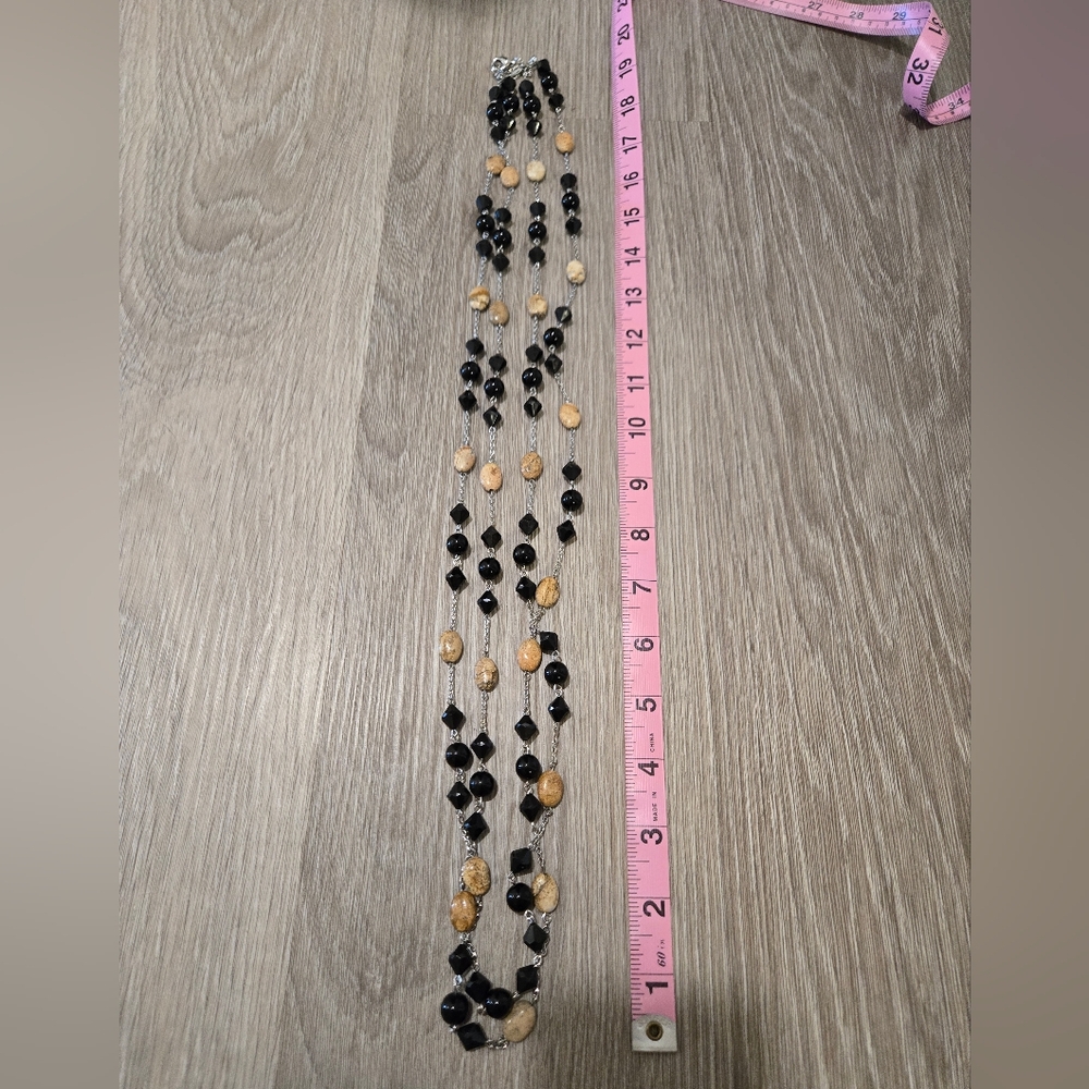 Lia Sophia Black and Gold Beaded Necklace